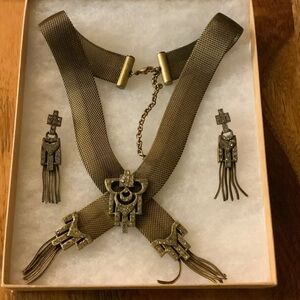 Vintage Sweet Romance‎ USA Victorian Revival Gold Mesh Jewelry Set
